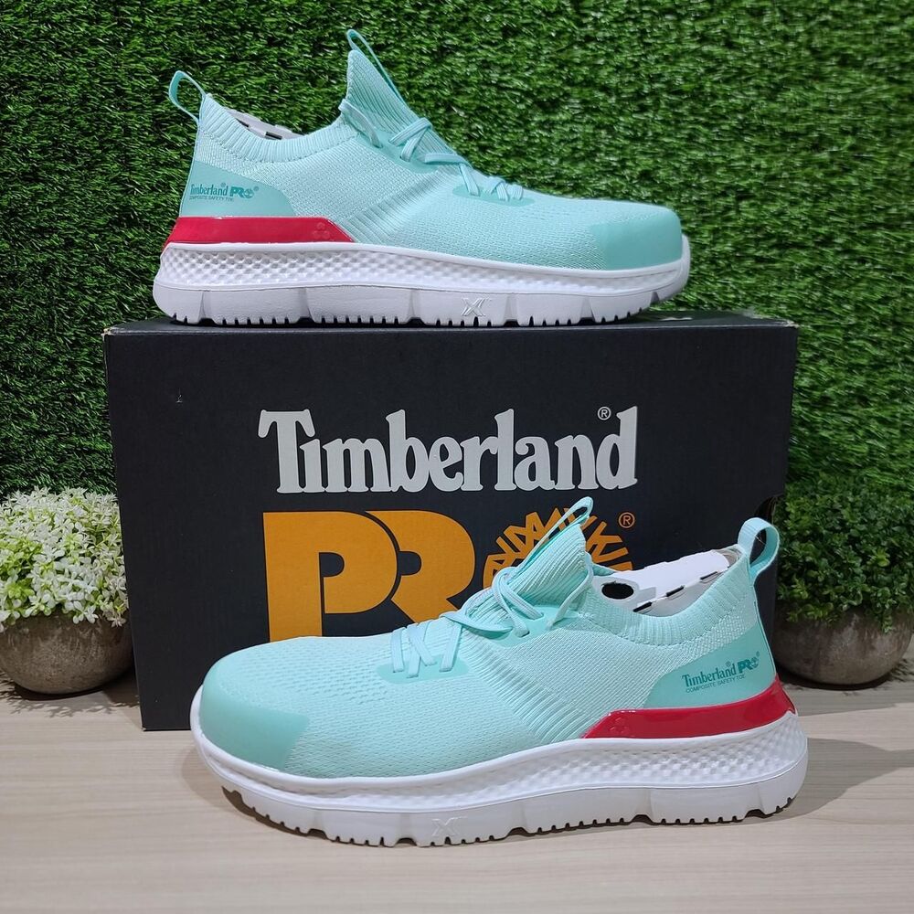 Timberland PRO Setra Knit Composite Safety Toe Sneakers / Seafoam/Red US 9.5 NEW
